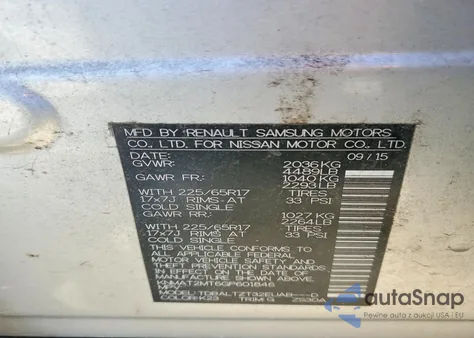 2016 Nissan Rogue S z USA, uszkodzony, nr VIN KNMAT2MT6GP601846